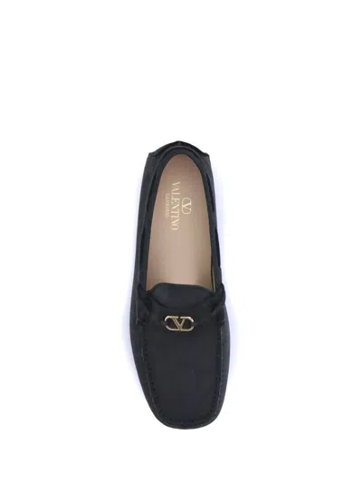 Valentino Garavani Driver Fastaway Loafer In Deerskin Suede In Blue