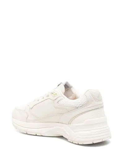 Autry Hyperway Sneakers In Whisper White Laminated Leather And Mesh Shoes In Neutral