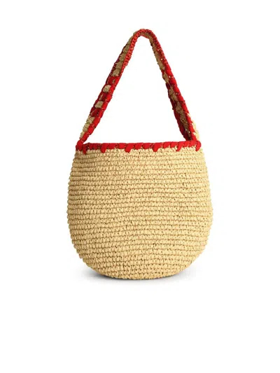 Marni Medium Raffia Tote Bag With Top Handle In Neutral
