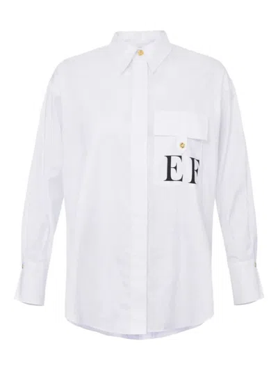 Elisabetta Franchi White Striped Cotton Poplin Shirt In White