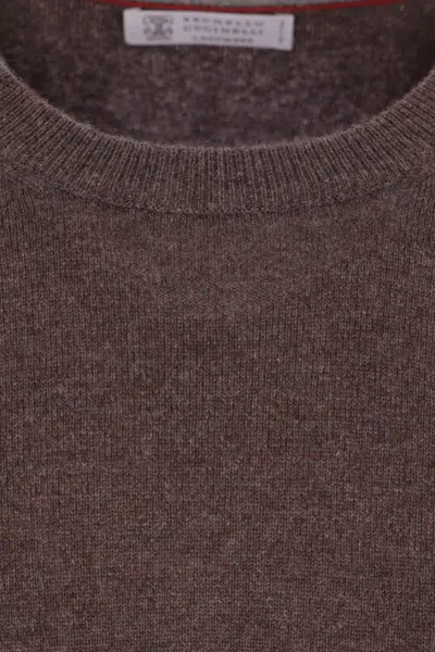 Brunello Cucinelli Round-neck Cashmere Sweater In Brown