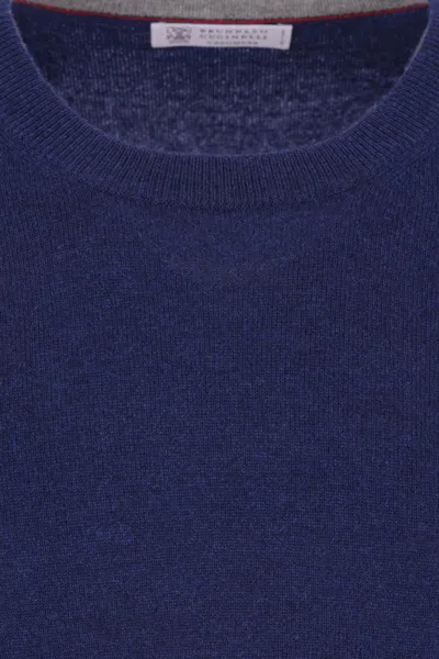 Brunello Cucinelli Relaxed Fit Blue Cashmere Sweater In Blue