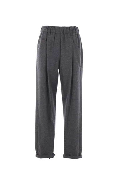 Brunello Cucinelli Wool And Cashmere Pants In Gray