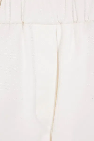 Brunello Cucinelli Pull On Light Beige Cotton Pants In White