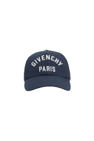 Givenchy Embroidered Cap With Curved Brim And Metal Buckle In Blue