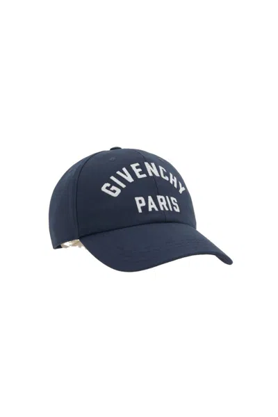 Givenchy Embroidered Cap With Curved Brim And Metal Buckle In Blue