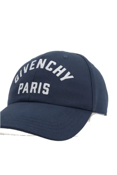 Givenchy Embroidered Cap With Curved Brim And Metal Buckle In Blue