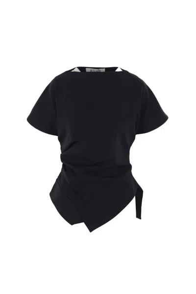 Rohe Asymmetrical Viscose Top In Black