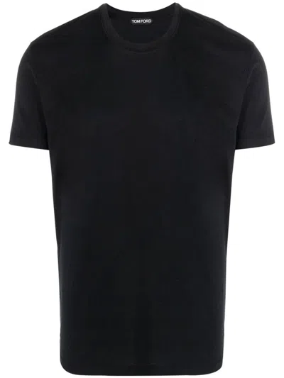 Tom Ford Black Stretch Cotton Crew Neck T-shirt