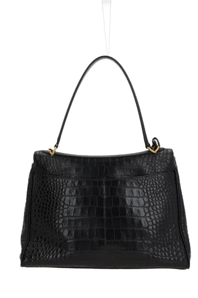 Balenciaga Women`s Medium Rodeo Crocodile Embossed Bag In Black In Black