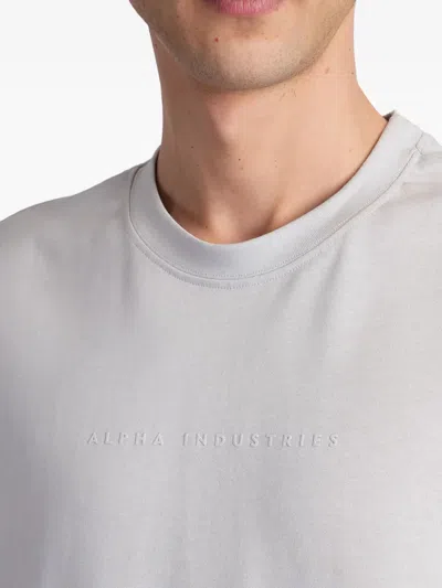 Alpha Industries Logo-embossed Cotton T-shirt In Gray