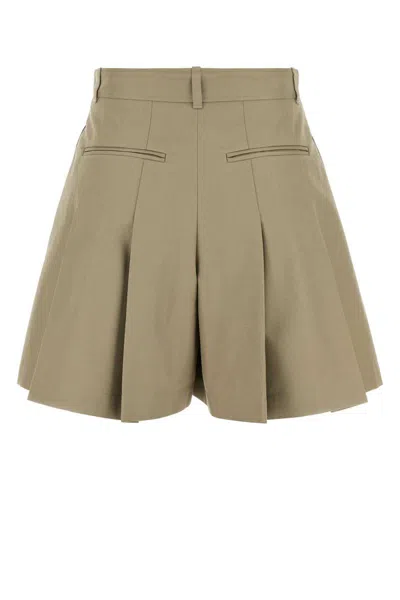 Alexander Mcqueen Women Dove Grey Cotton Shorts In Green