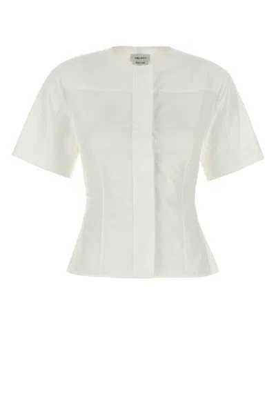 Alexander Mcqueen Poplin Shirt With Short Sleeves And Seam Detailing In Yellow