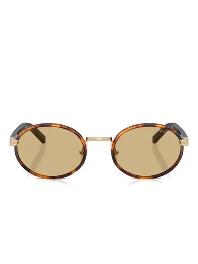 Prada Womens Brown Pr B56s Round-frame Tortoiseshell Metal Sunglasses In Brown