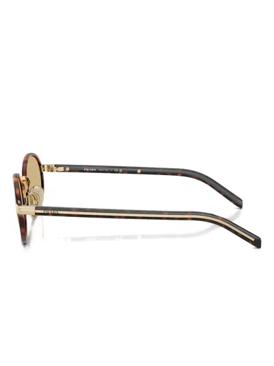 Prada Womens Brown Pr B56s Round-frame Tortoiseshell Metal Sunglasses In Brown