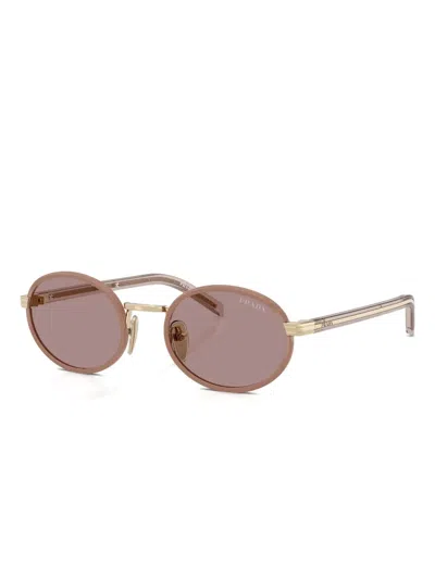 Prada Womens Brown Pr B56s Round-frame Metal Sunglasses In Brown