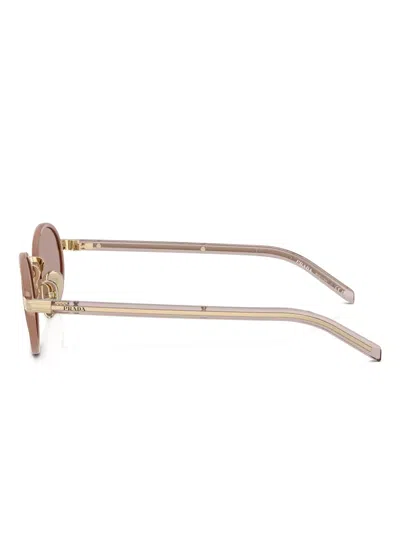 Prada Womens Brown Pr B56s Round-frame Metal Sunglasses In Brown