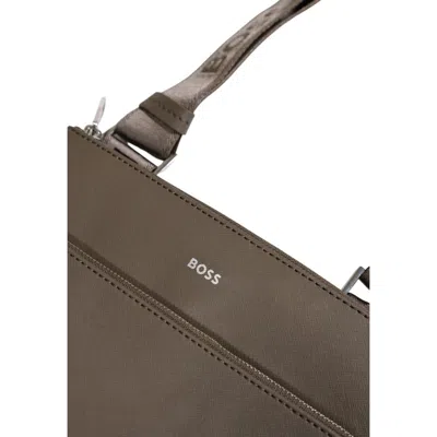 Hugo Boss Green Leather Messenger Men's Bag