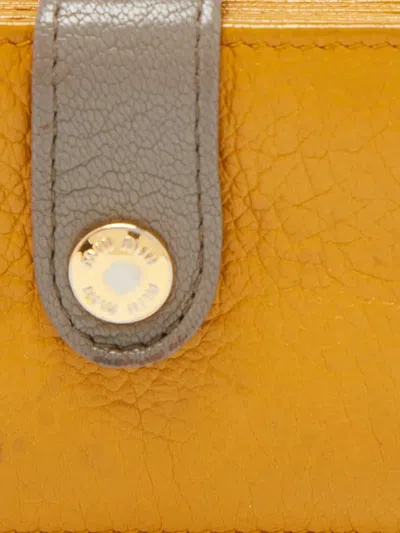 Pre-owned Miu Miu Leather Wallet In Yellow
