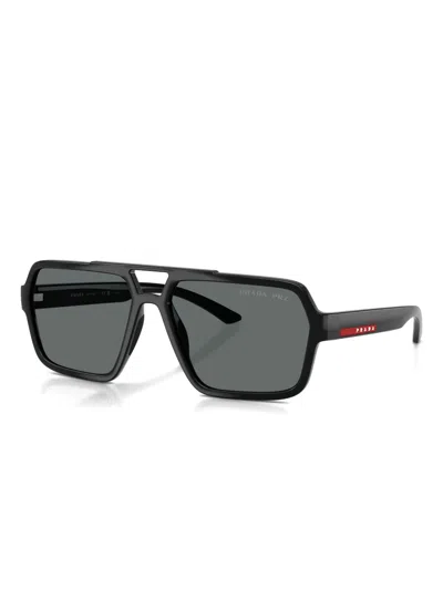 Prada Polarized Dark Grey Rectangular Mens Sunglasses Ps 01xs Dg002g 59 In Black