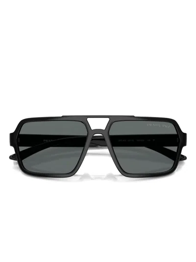 Prada Polarized Dark Grey Rectangular Mens Sunglasses Ps 01xs Dg002g 59 In Black
