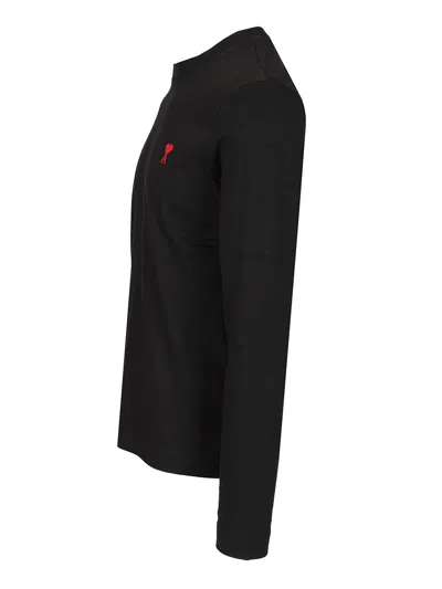 Ami Alexandre Mattiussi Black Crewneck Sweatshirt With Adc Embroidery In Cotton Blend Man