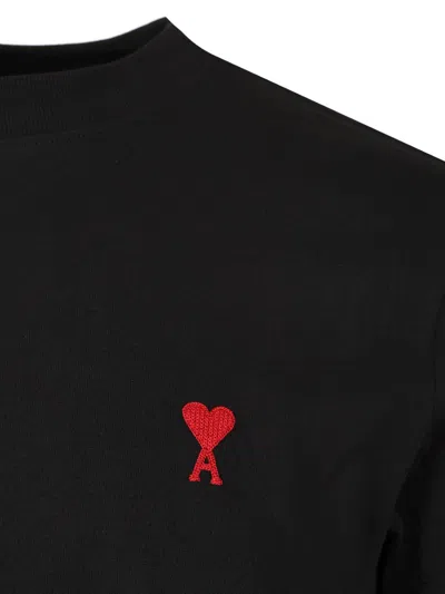 Ami Alexandre Mattiussi Black Crewneck Sweatshirt With Adc Embroidery In Cotton Blend Man