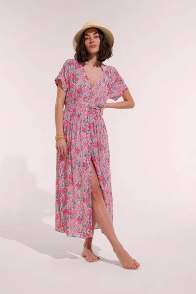 Poupette St Barth Long Dress Becky In Pink