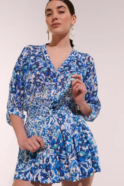 Poupette St Barth Short Jumpsuit Azia In Blue