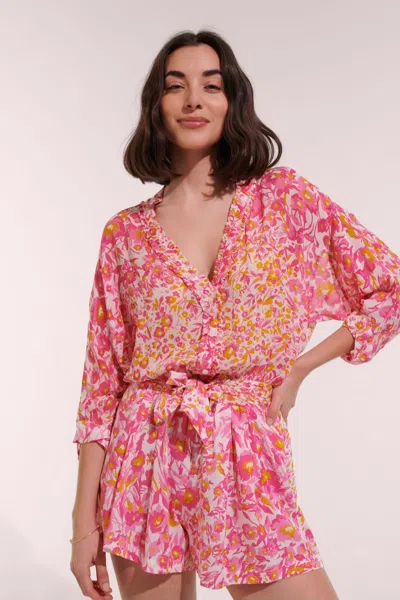 Poupette St Barth Short Jumpsuit Azia In Red