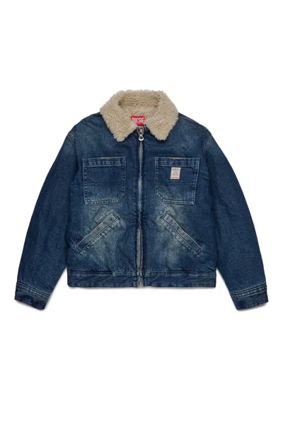 Diesel Jomox-fur Jacket In Blue