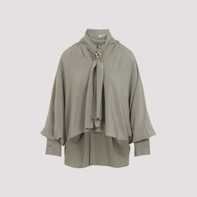 Max Mara Leonida Blouse Draped Design Long Sleeves In Gray