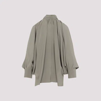 Max Mara Leonida Blouse Draped Design Long Sleeves In Gray