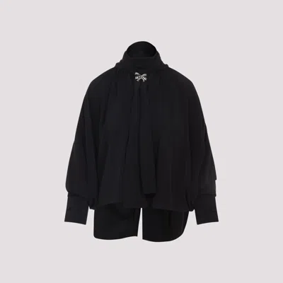 Max Mara Leonida Blouse With Asymmetric Hem And Balloon Sleeves In Black
