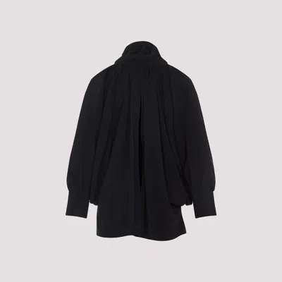 Max Mara Leonida Blouse With Asymmetric Hem And Balloon Sleeves In Black