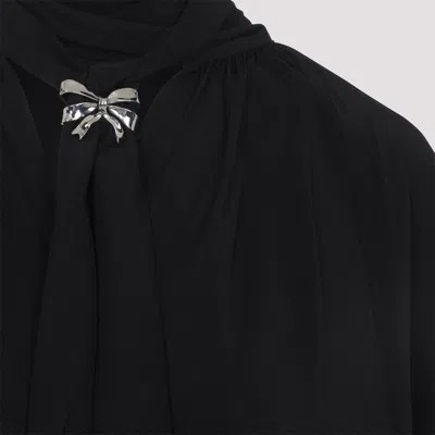 Max Mara Leonida Blouse With Asymmetric Hem And Balloon Sleeves In Black