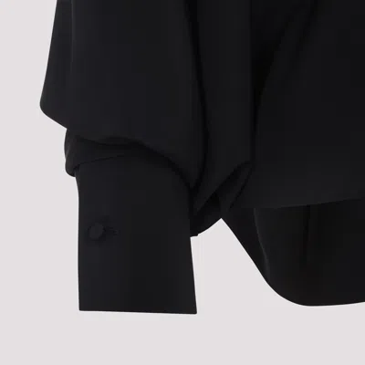 Max Mara Leonida Blouse With Asymmetric Hem And Balloon Sleeves In Black