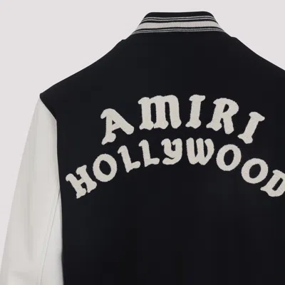 Amiri Tailored Black Wool Blend Varsity Jacket With Embroidered Details