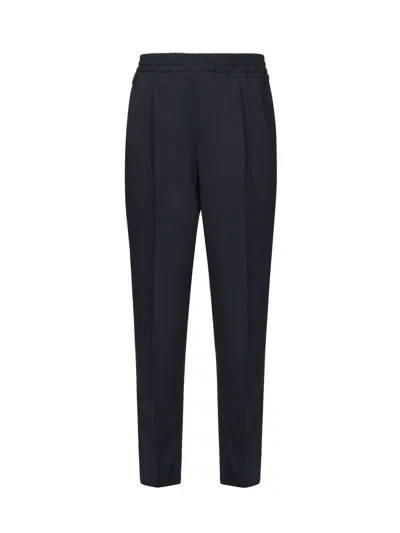 Zegna Jogger Trousers In Wool Blend In Blue