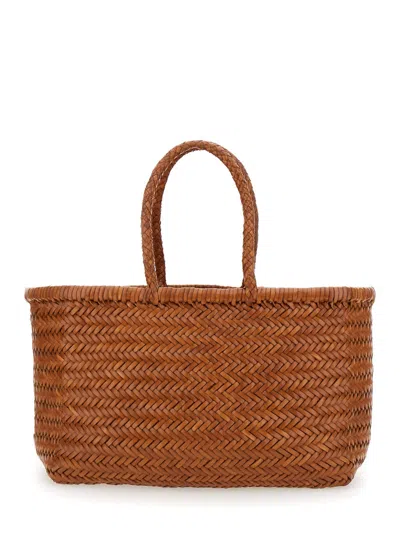 Dragon Diffusion Bamboo Triple Jump Light Brown Tote Bag In Woven Leather Woman In Brown