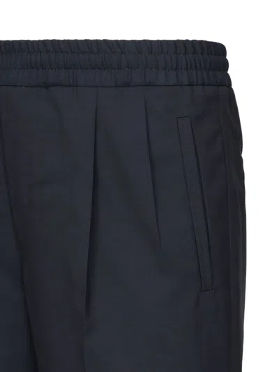 Zegna Jogger Trousers In Wool Blend In Blue