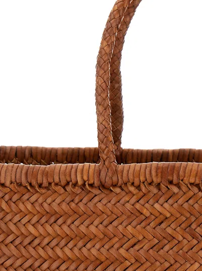 Dragon Diffusion Bamboo Triple Jump Light Brown Tote Bag In Woven Leather Woman In Brown