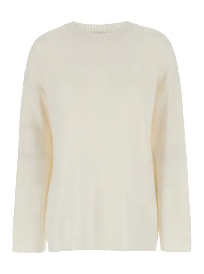 Allude White Relaxed Crewneck Sweater In Cashmere Woman In Neutral