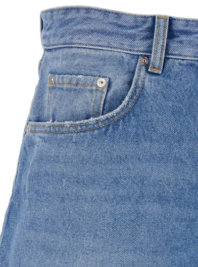 Icon Denim Light Blue Bermuda Pants With Wide Leg And Logo Patch On The Rear In Blue
