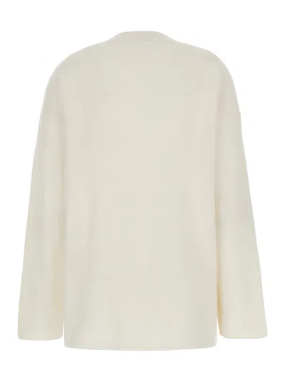 Allude White Relaxed Crewneck Sweater In Cashmere Woman In Neutral