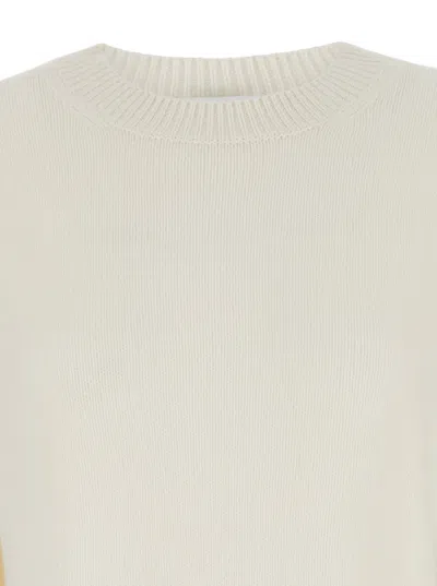 Allude White Relaxed Crewneck Sweater In Cashmere Woman In Neutral