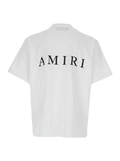 Amiri White Crewneck T-shirt With Logo Print On The Front And Logo Lettering On The Rear In Cotton Man