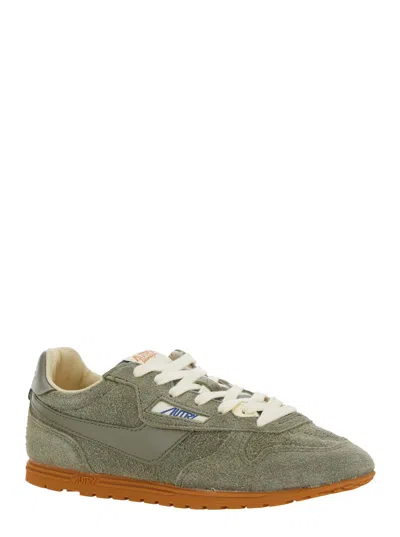 Autry Windspin Green Low Top Sneakers With Logo Patch On Tongue And Side In Suede Woman In Gray