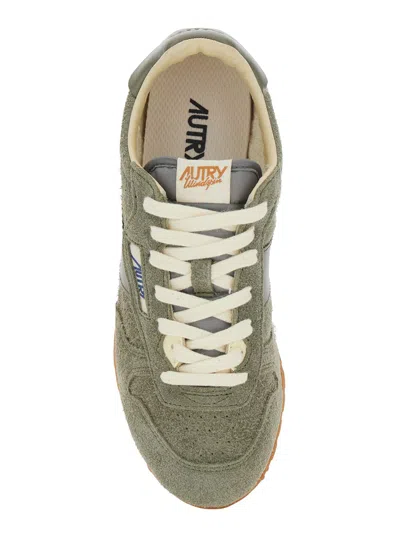 Autry Windspin Green Low Top Sneakers With Logo Patch On Tongue And Side In Suede Woman In Gray