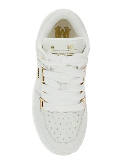 Amiri White Sneakers With Logo Patch On The Side And Logo Lettering On The Rear In Leather Man In Red